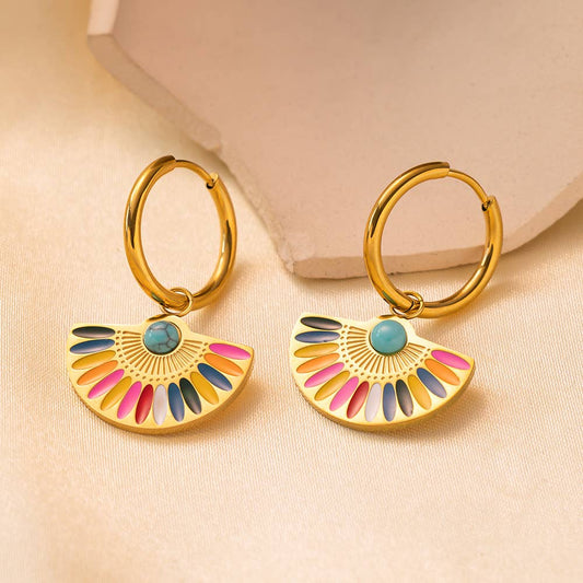 Gold Textured Hoop Earrings | Elegant Statement Drop Hoops