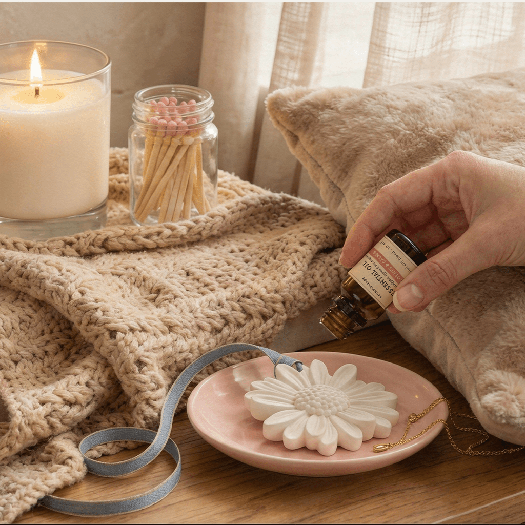 Soothing Essential Oil with Ceramic Daisy Diffuser - Ivy and Sol