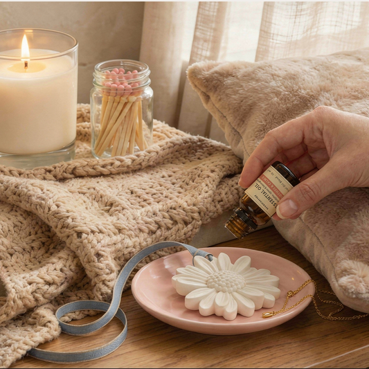 Soothing Essential Oil with Ceramic Daisy Diffuser
