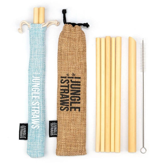 Reusable Bamboo Drinking Straw Set – Aqua Blue