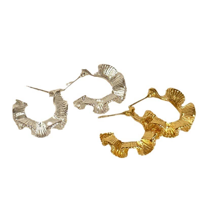 Gold Swirl Statement Earrings | Sculptural Leaf Drop Earrings