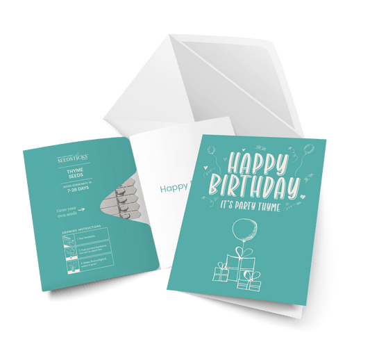 Blue Birthday Seed Card | Birthday Card with Thyme Seedsticks® - Ivy and Sol