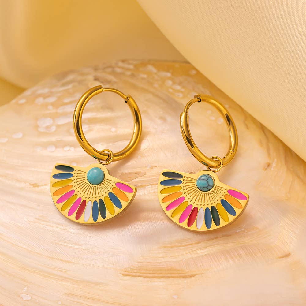 Gold Textured Hoop Earrings | Elegant Statement Drop Hoops