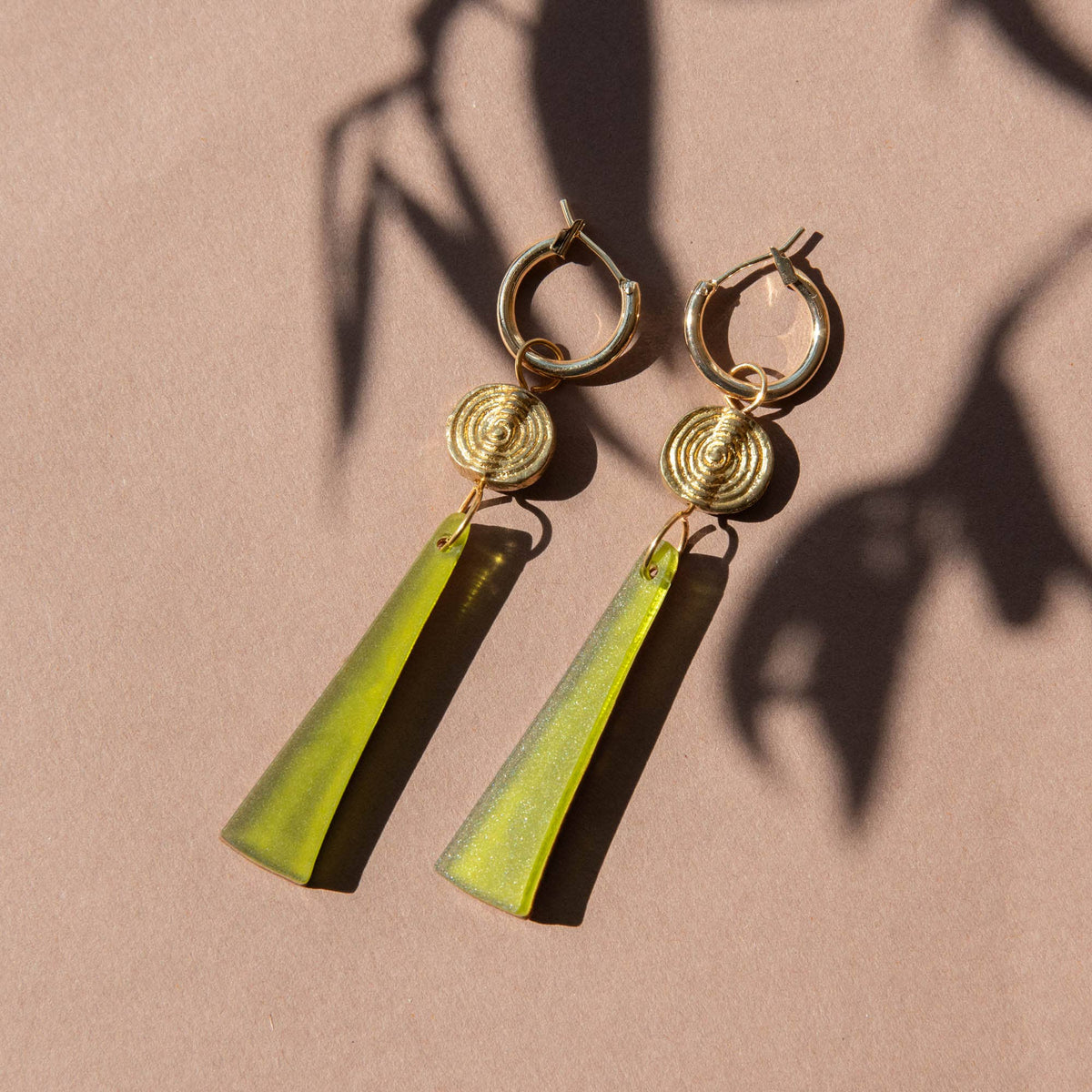 Power Drop Hoop Earrings – Moss Green