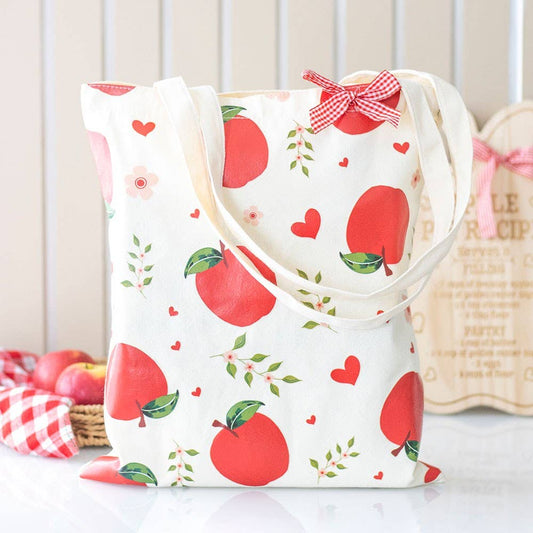 Apple Picking Tote Bag | Apple Print Eco-Friendly Shopper Bag
