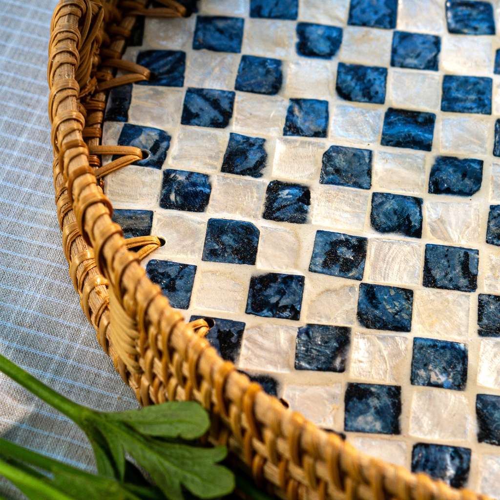 Rattan Serving Tray - Wicker Coffee Table Centerpiece Tray: 30cm / 12" / Drift