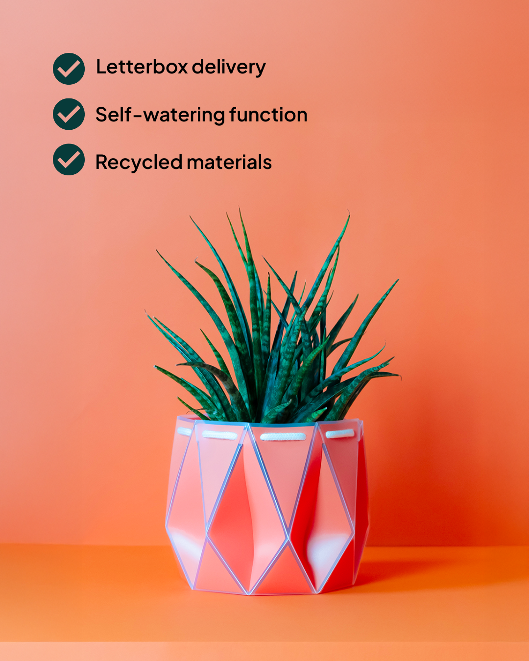18cm Self-Watering Indoor Plant Pot | Coral