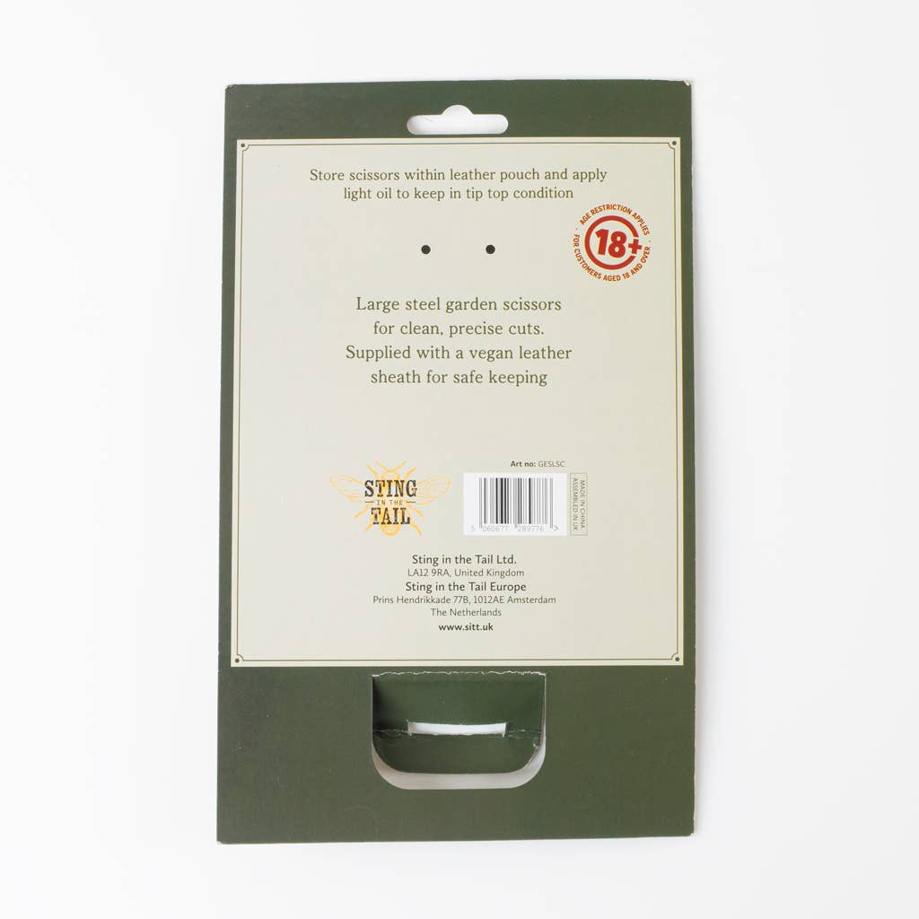 Large Garden Scissors with Vegan Leather Pouch
