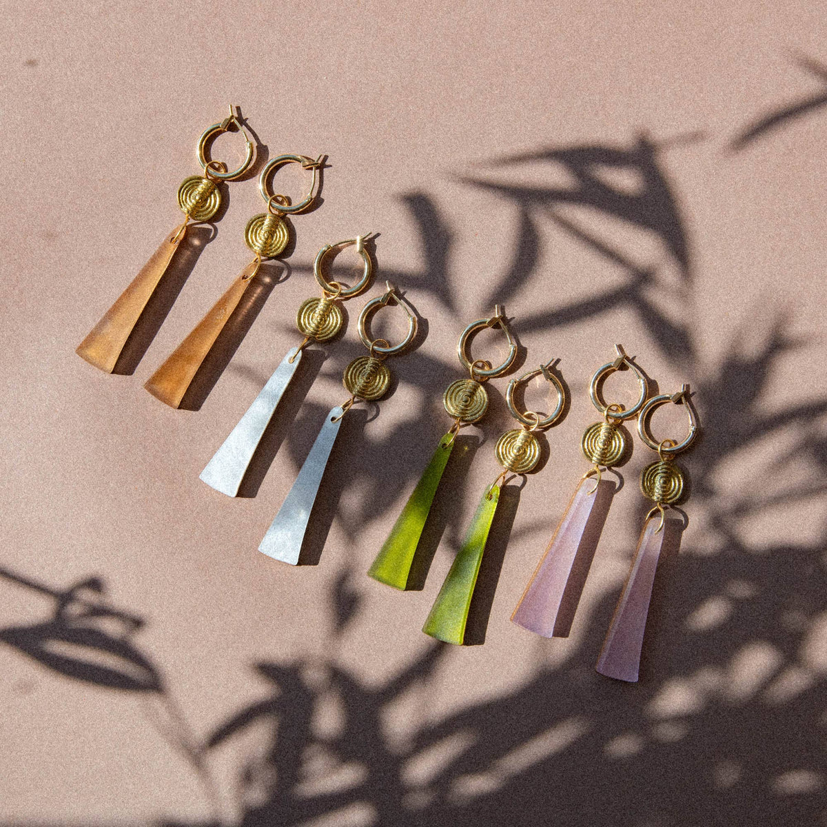 Power Drop Hoop Earrings – Moss Green