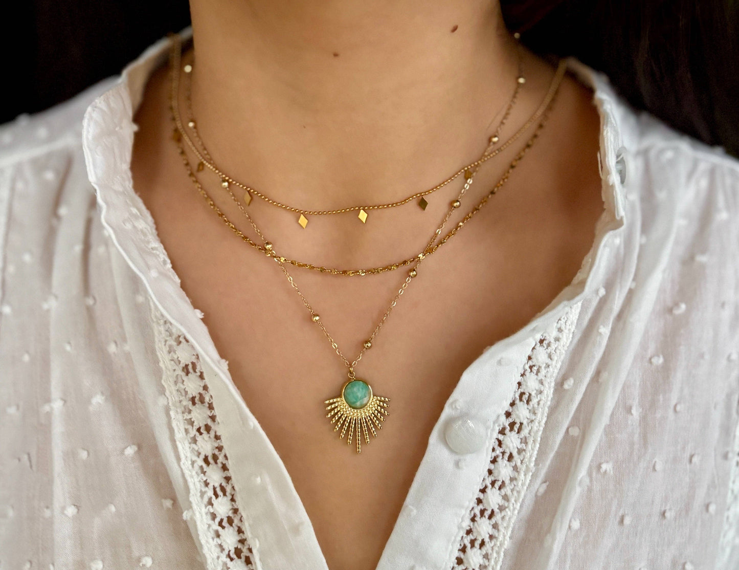 18ct Gold Plated Double Chain Necklace | Waterproof Layering Necklace