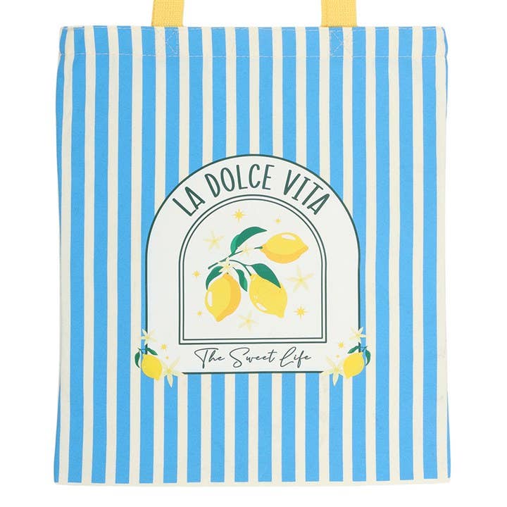 La Dolce Vita Striped Tote Bag | Coastal & Mediterranean Shopper Bag