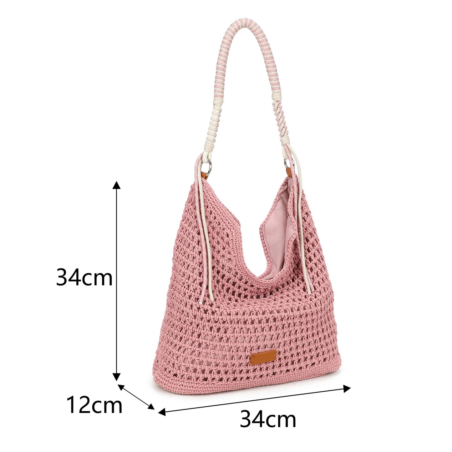 Beige Crochet Hobo Bag | Boho Shoulder Bag with Rope Handle
