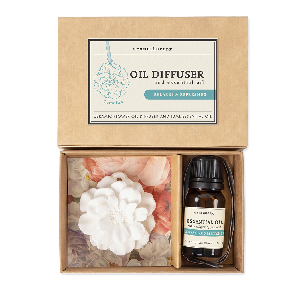 Relaxing Essential Oil with Ceramic Camellia Diffuser