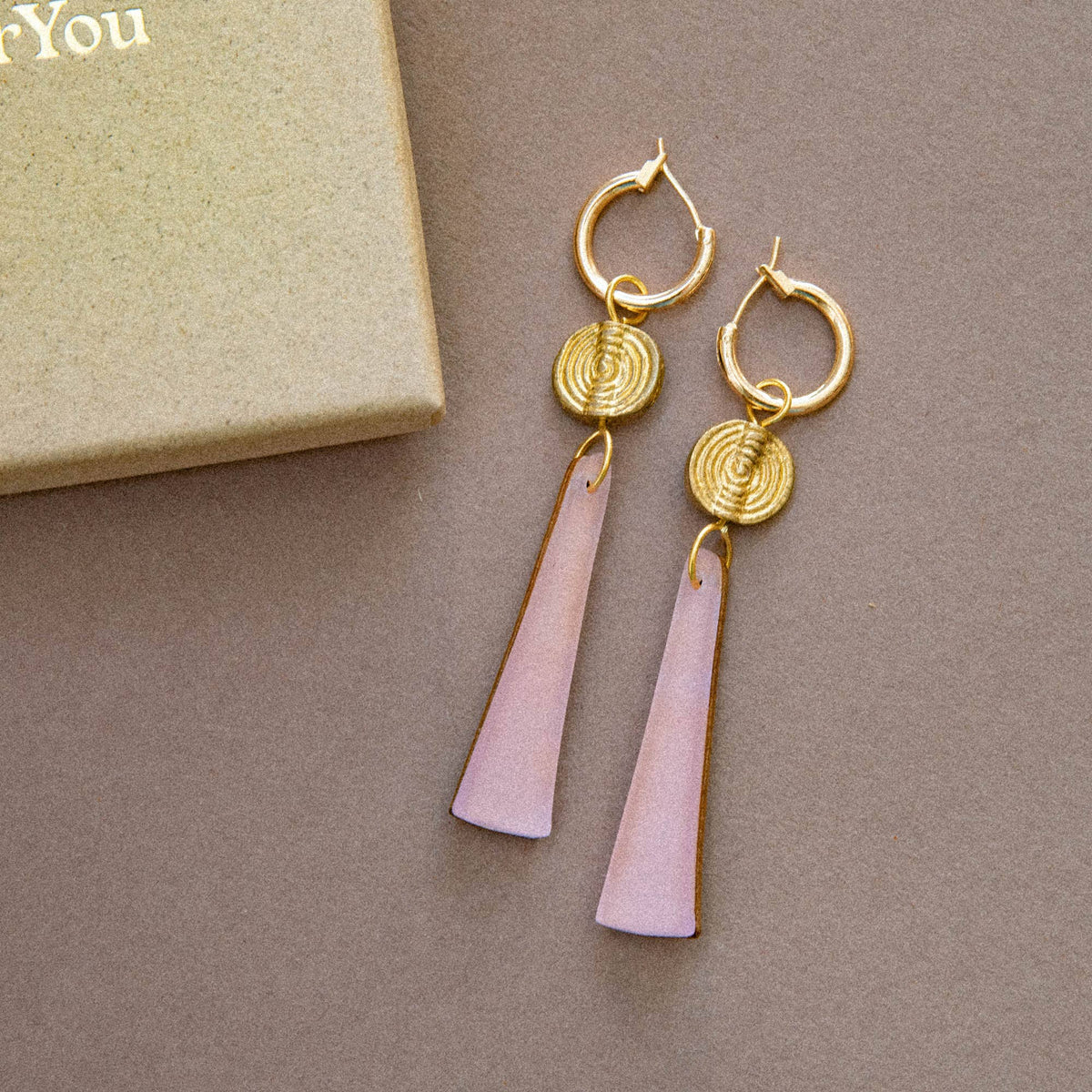 Power Drop Hoop Earrings – Dusky Lilac Statement Earrings
