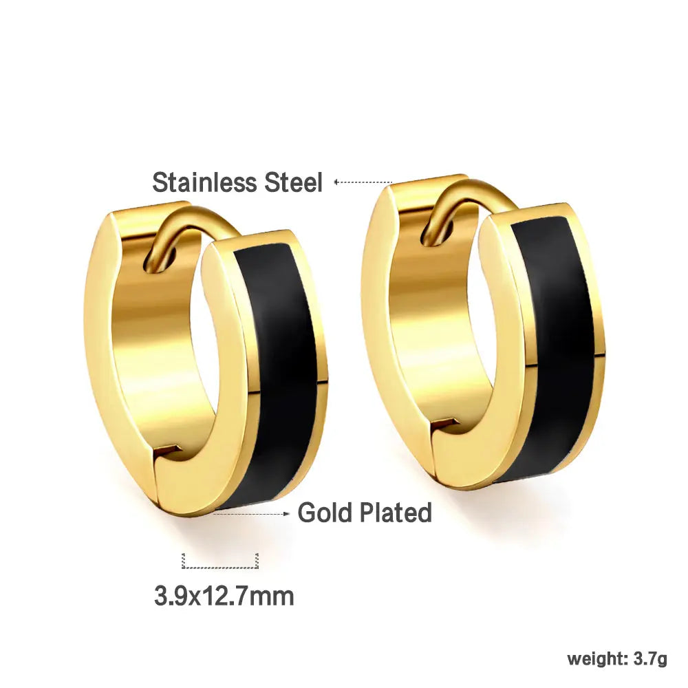 Cleo Colour Pop Huggie Earrings – 18K Gold Plated Orange, Teal, Black and White