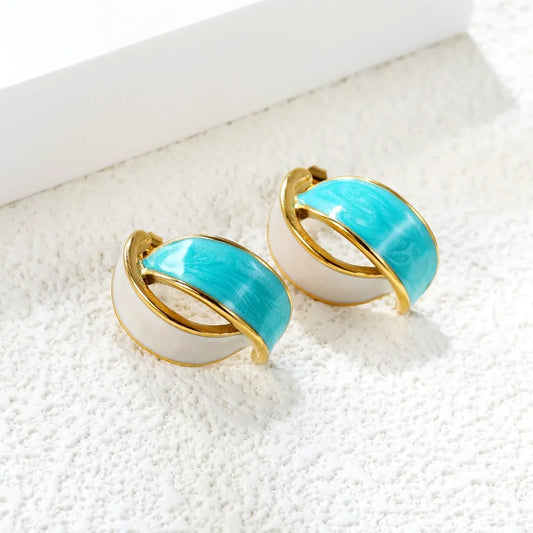 Botanical Mist – Mint Green & White Leaf Stud Earrings