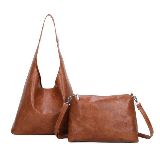 Brown Hobo Bag with Removable Inner Bag | Everyday Shoulder Bag - Ivy and Sol