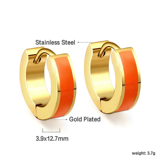 Cleo Colour Pop Huggie Earrings – 18K Gold Plated Orange, Teal, Black and White