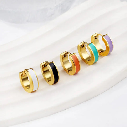 Cleo Colour Pop Huggie Earrings – 18K Gold Plated Orange, Teal, Black and White