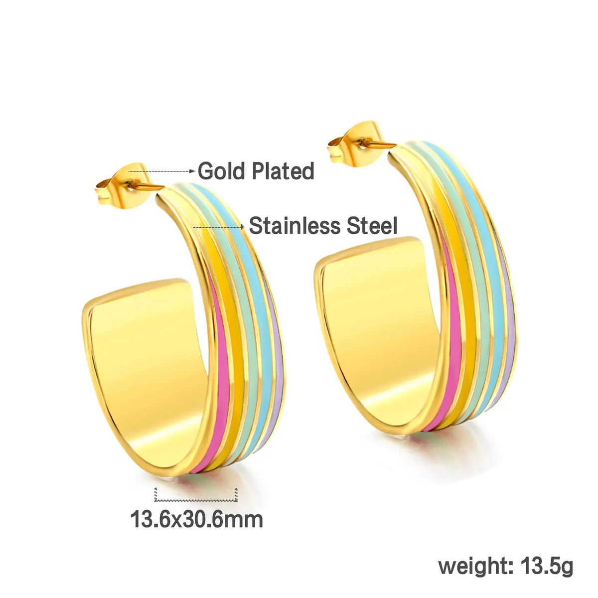 Colourful Enamel Statement Hoop Earrings