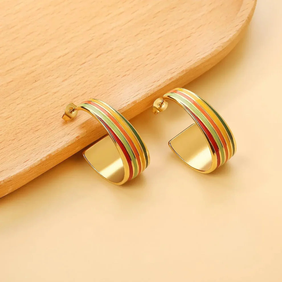 Colourful Enamel Statement Hoop Earrings