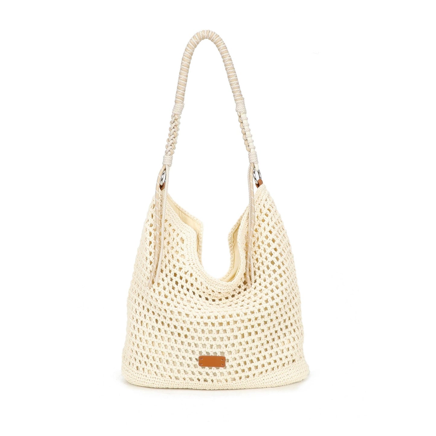 Beige Crochet Hobo Bag | Boho Shoulder Bag with Rope Handle - Ivy and Sol