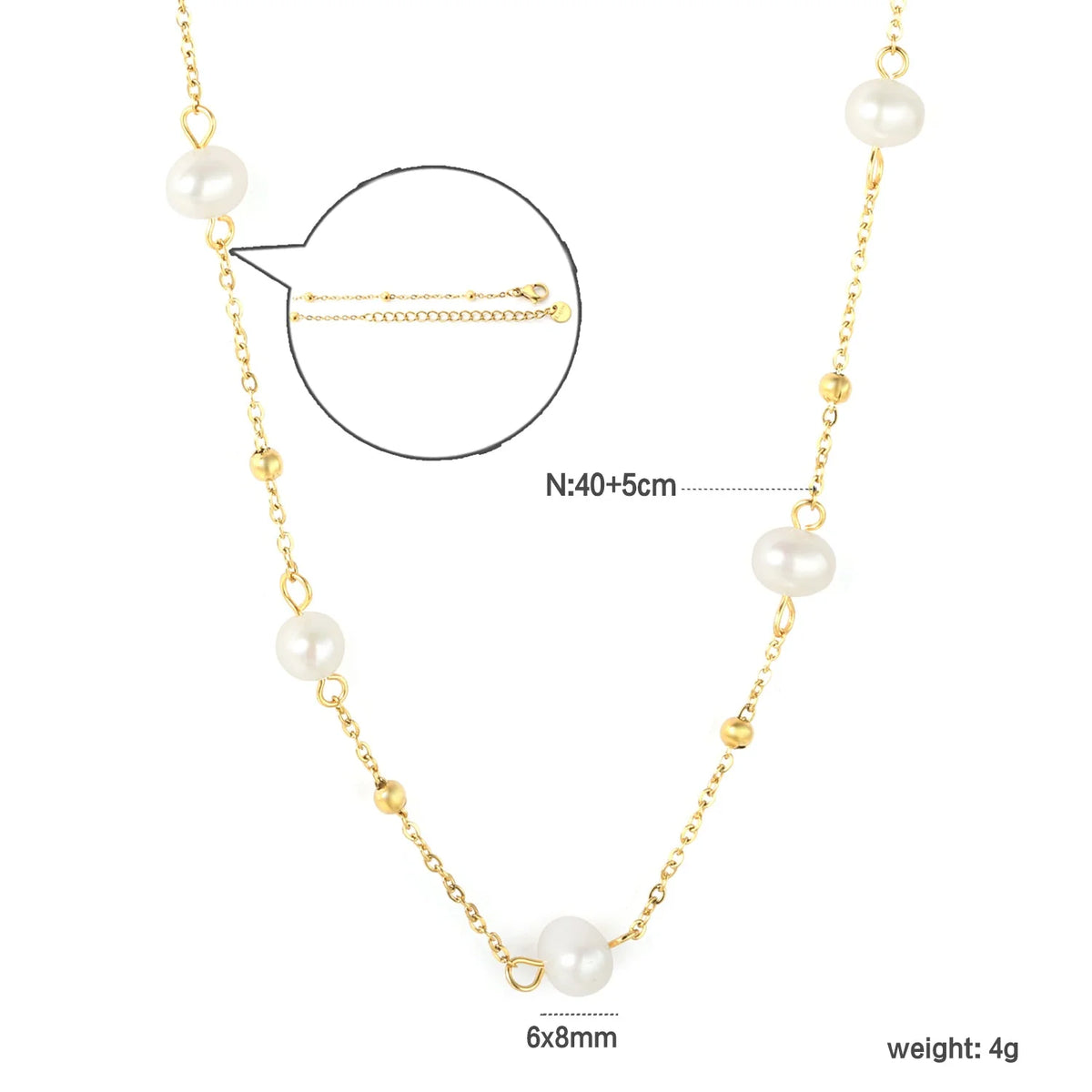 Five Pearls – Gold Freshwater Pearl Necklace