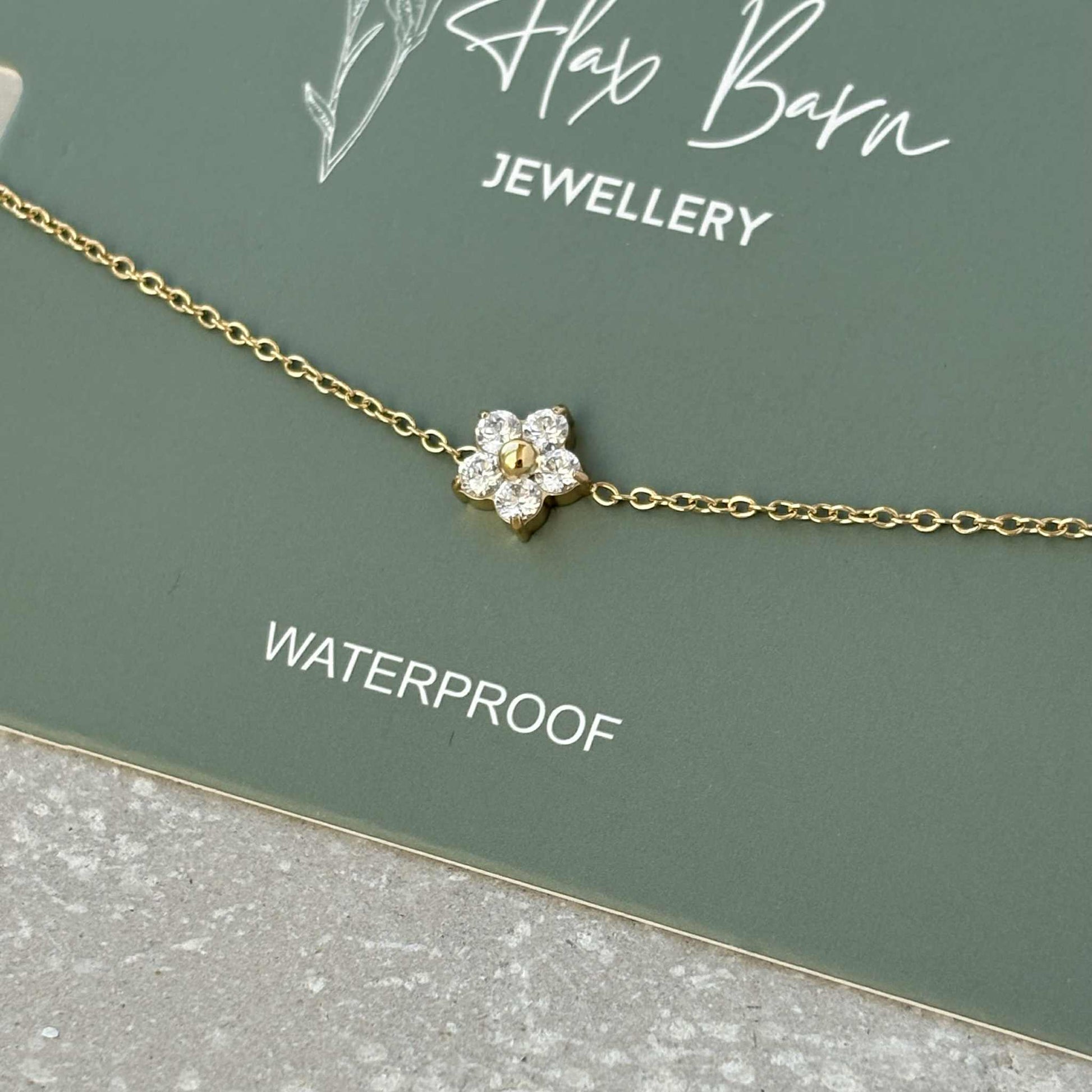 Close up of flower charm bracelet