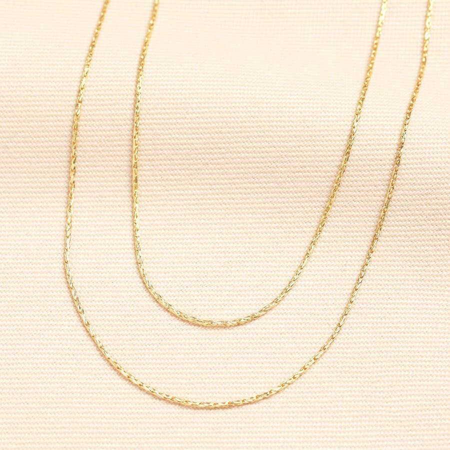 Gold Double Layer Snake Chain Necklace – 14ct Gold Plated Layered Sparkle Necklace