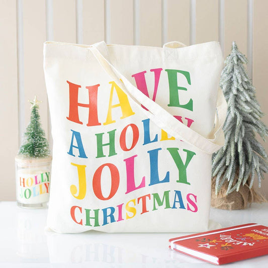 Holly Jolly Christmas Polyester Tote Bag - Ivy and Sol