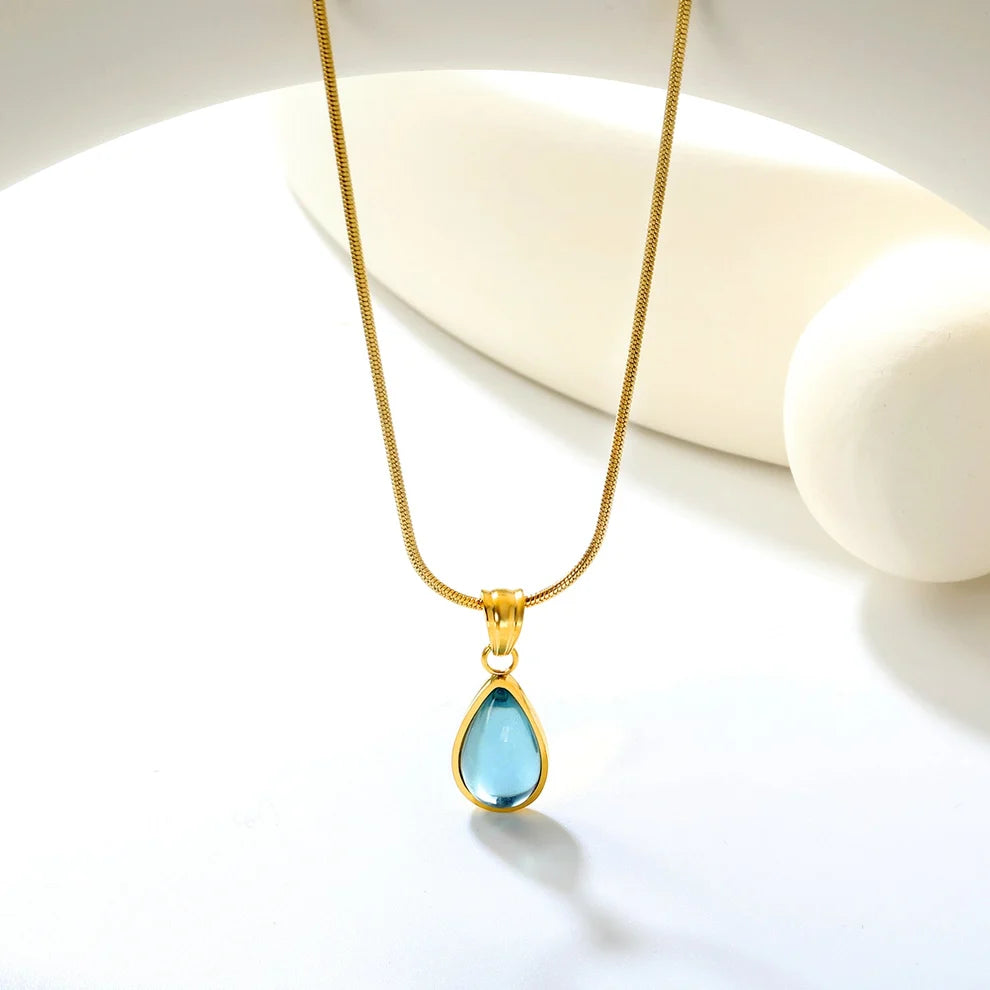 Lagoon Drop – Blue Teardrop Necklace