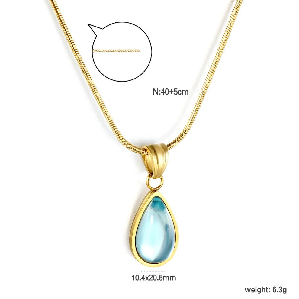 Lagoon Drop – Blue Teardrop Necklace