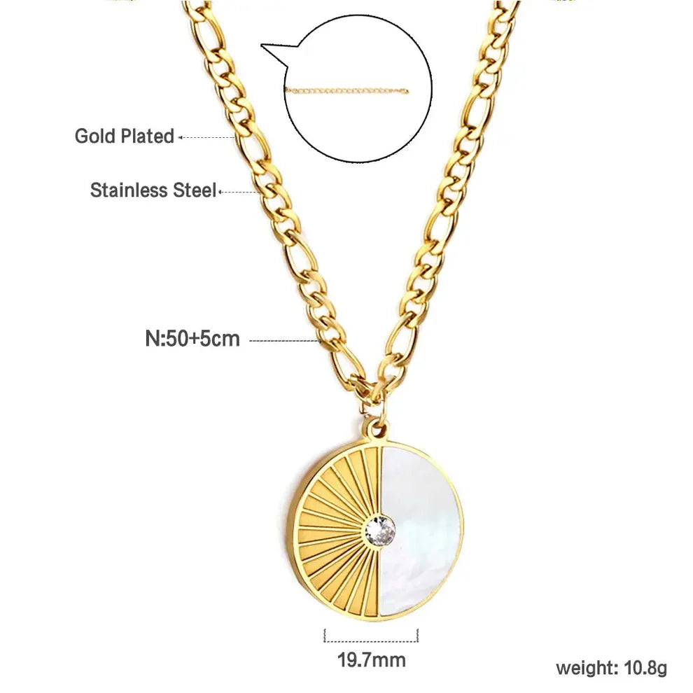 Marina White Shell Pendant Necklace – Gold