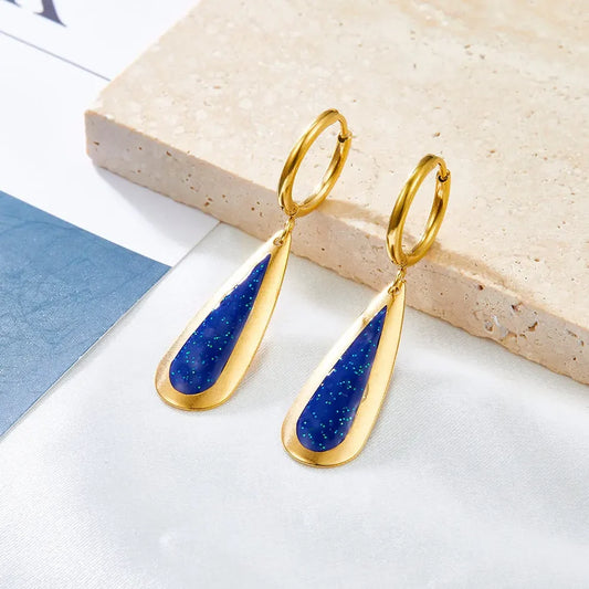 Midnight Blue Sparkle Statement Earrings