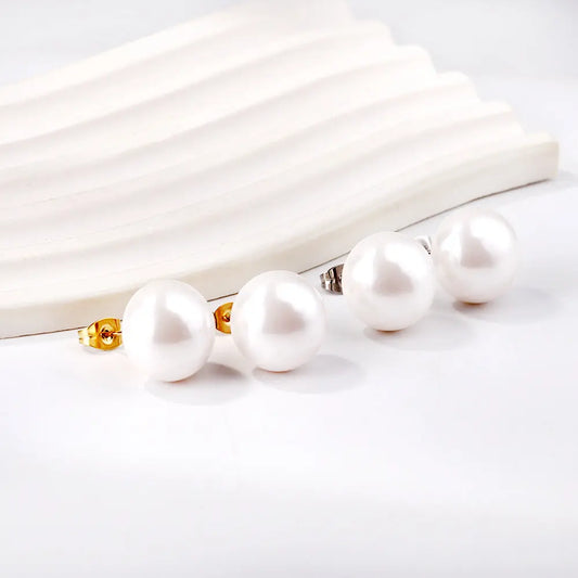 Oversized White Pearl Stud Earrings
