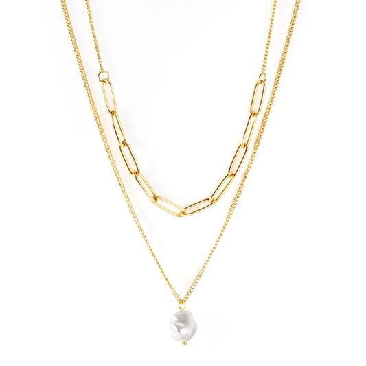 Pearl Harmony – Gold Double Layered Pearl Necklace
