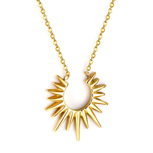 Sculptural Half Moon Pendant Necklace – Gold