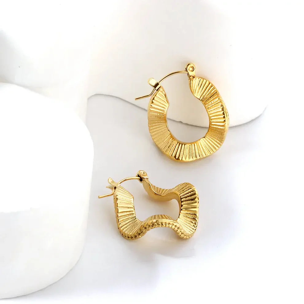 Sculptural Ripple Hoop Earrings