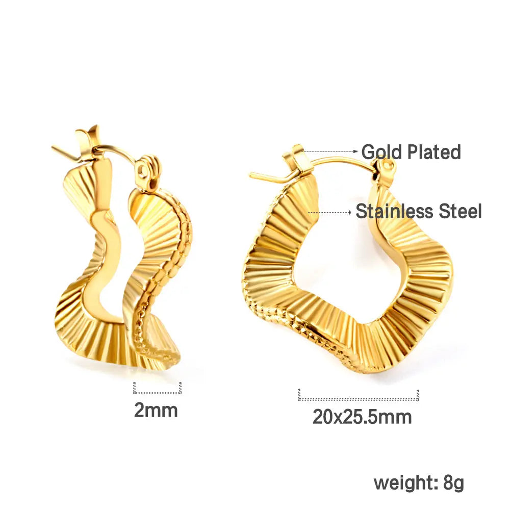 Sculptural Ripple Hoop Earrings