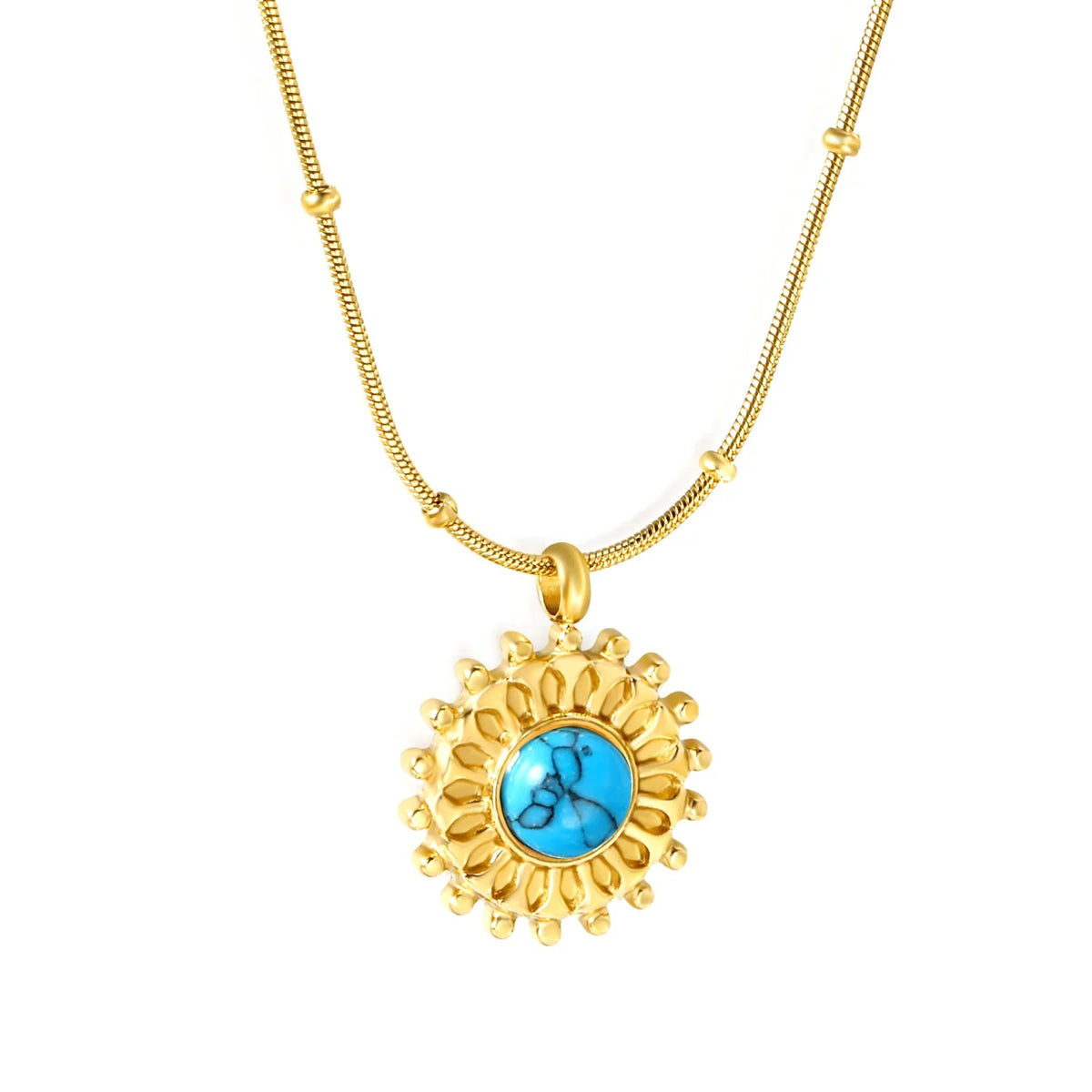 Solana Sunburst Pendant Necklace – 18K Gold Plated