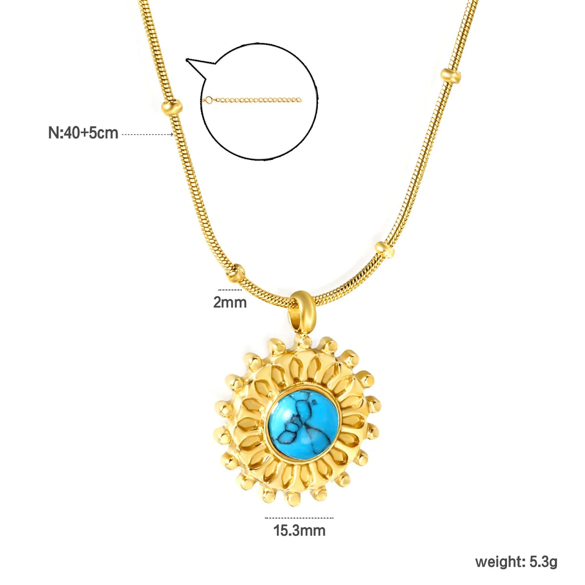 Solana Sunburst Pendant Necklace – 18K Gold Plated