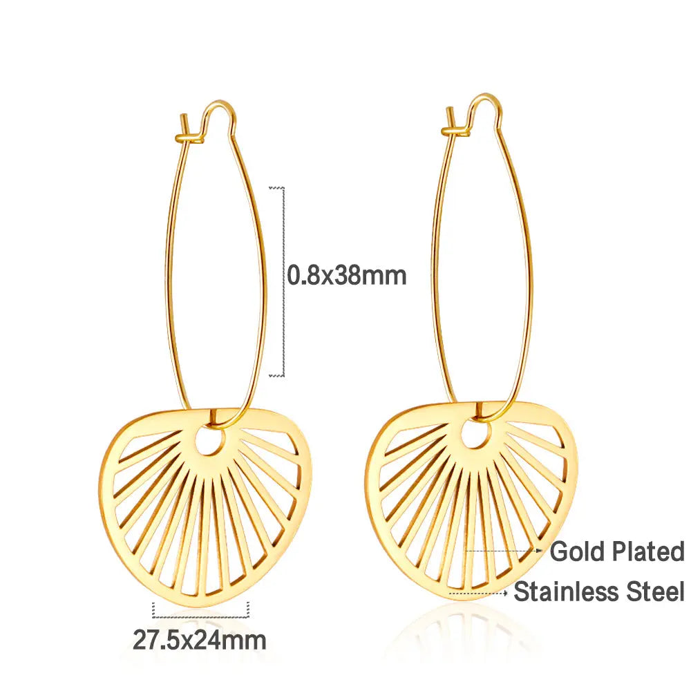 Soleil Fan Charm Drop Earrings – Gold