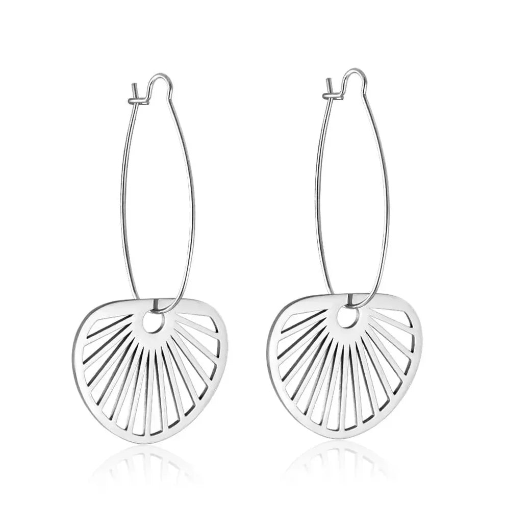 Soleil Fan Charm Drop Earrings – Gold
