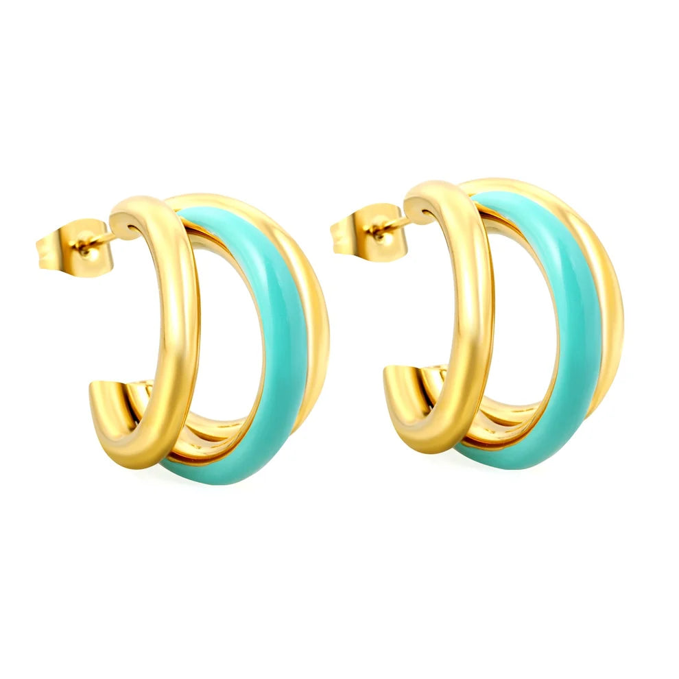 Solstice Curve – Triple Hoop Drop Earrings