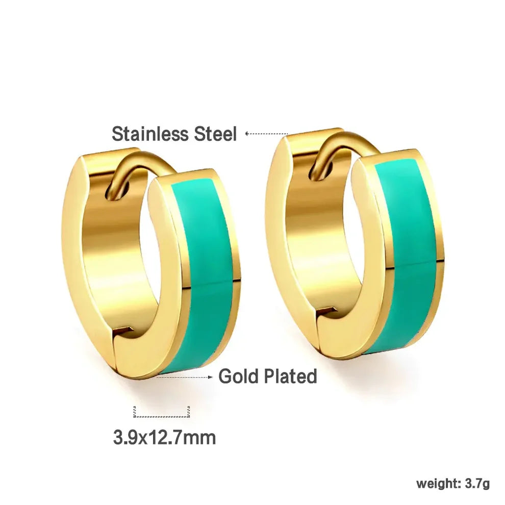 Cleo Colour Pop Huggie Earrings – 18K Gold Plated Orange, Teal, Black and White