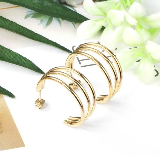 Triple Layer Open Hoop Earrings