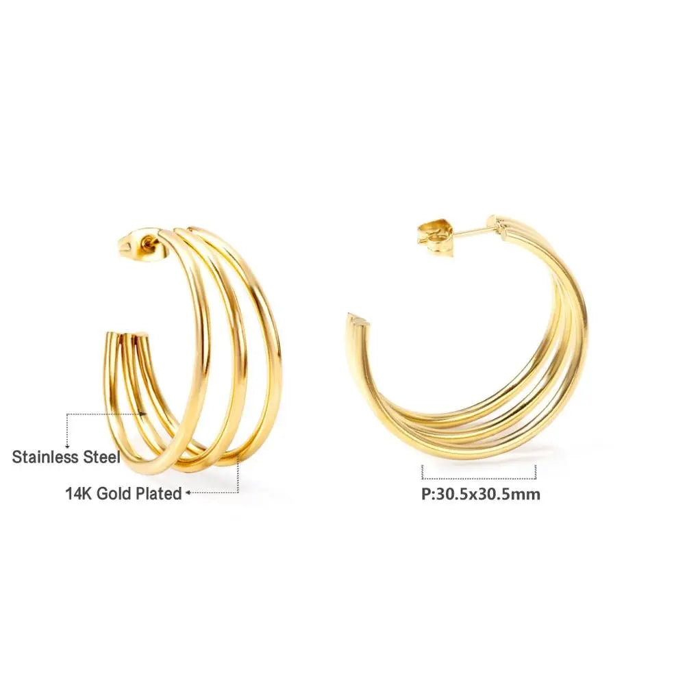 Triple Layer Open Hoop Earrings