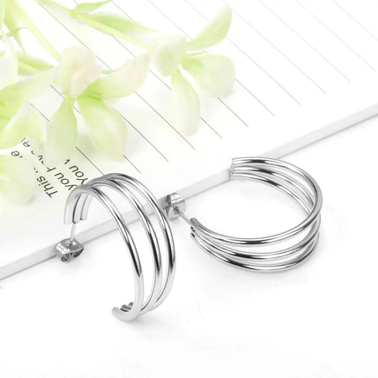 Triple Layer Open Hoop Earrings