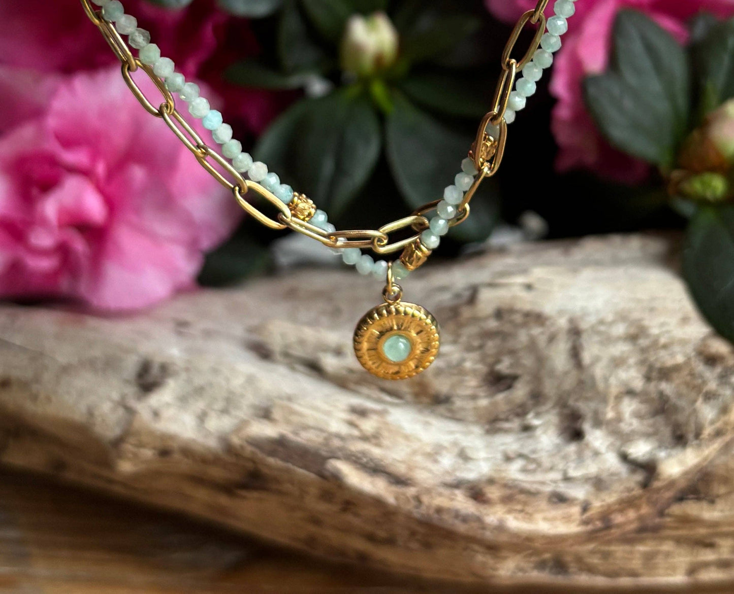 18ct Gold Plated Green Aventurine Bracelet | Waterproof Gemstone Bracelet - Ivy and Sol
