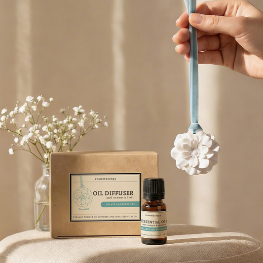 Relaxing Essential Oil with Ceramic Camellia Diffuser